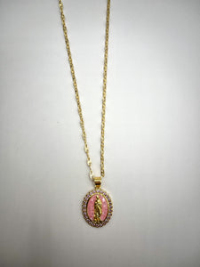 Pink Lady Guadalupe Necklace (Thick) - Gold Filled