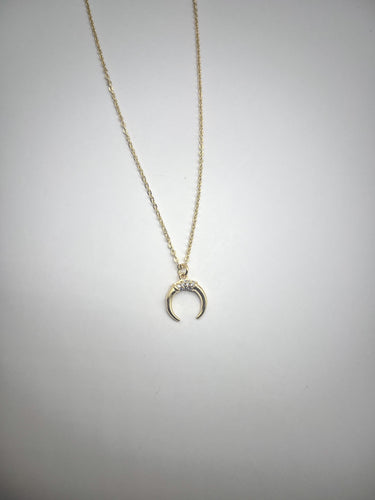 Crescent Moon CZ Necklace - Gold Filled