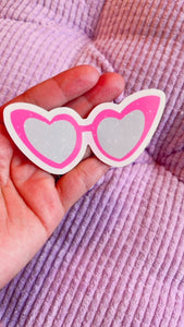 Pink Heart Sunglass Sticker (Glossy)