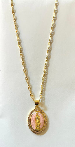 Pink Lady Guadalupe Necklace (Thick) - Gold Filled