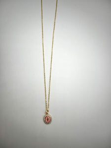 Mini Pink Lady Guadalupe Necklace - Gold Filled