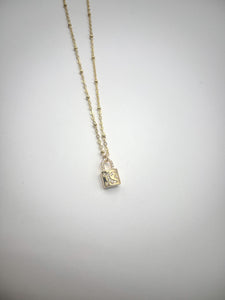 CZ Lock Necklace - Gold Filled