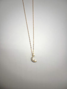 Opal Celestial Moon Necklace - Gold Filled