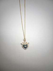 Black Evil Eye Heart Necklace - Gold Filled