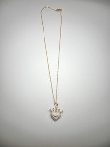 White Evil Eye Heart Necklace - Gold Filled