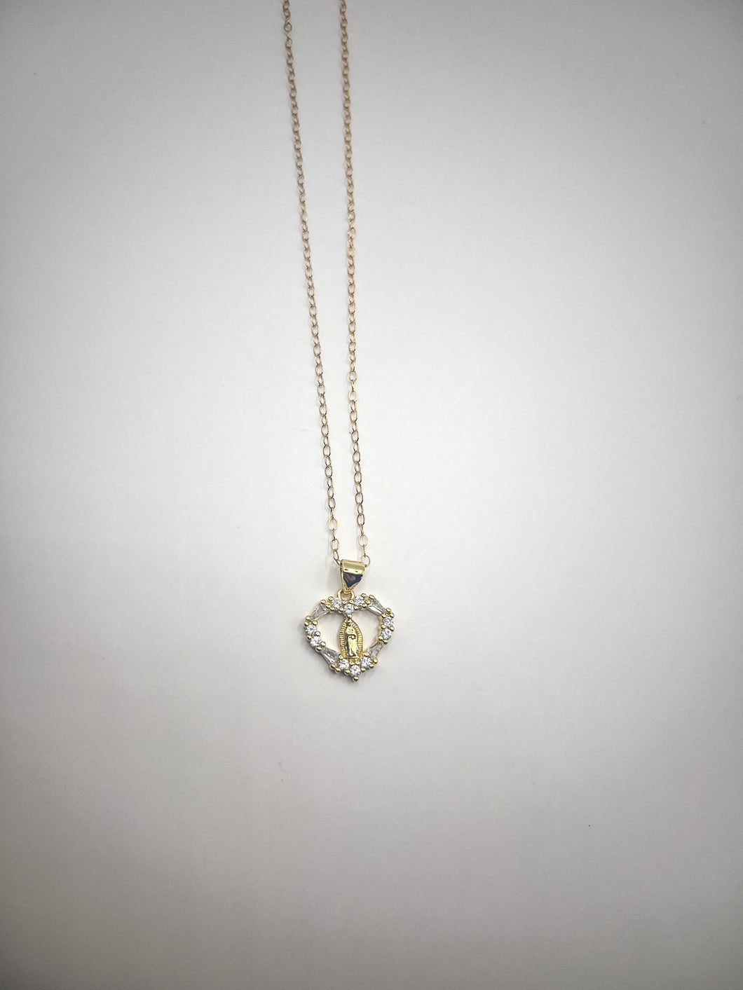 Heart Lady Guadalupe CZ Necklace - Gold Filled