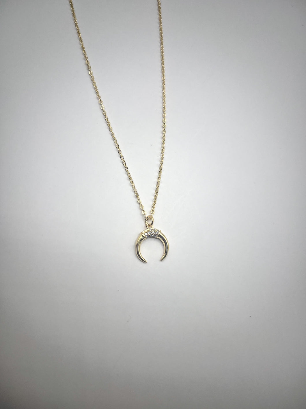 Crescent Moon CZ Necklace - Gold Filled