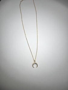 Crescent Moon CZ Necklace - Gold Filled