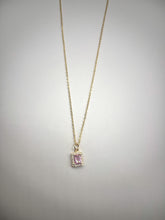 Load image into Gallery viewer, Pink Emerald Cut Necklace - Gold Filled