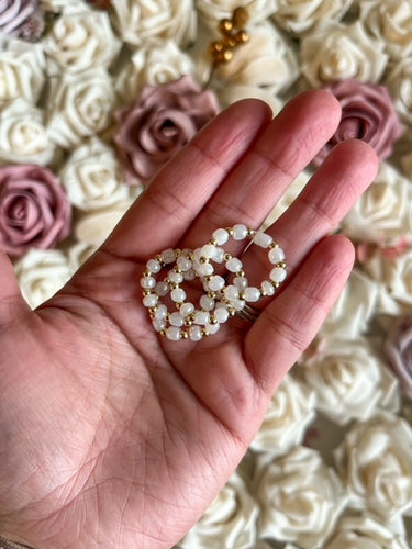 Beaded Rings - White and Gold