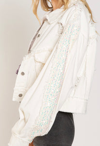 Sequin Jean Jacket (White)